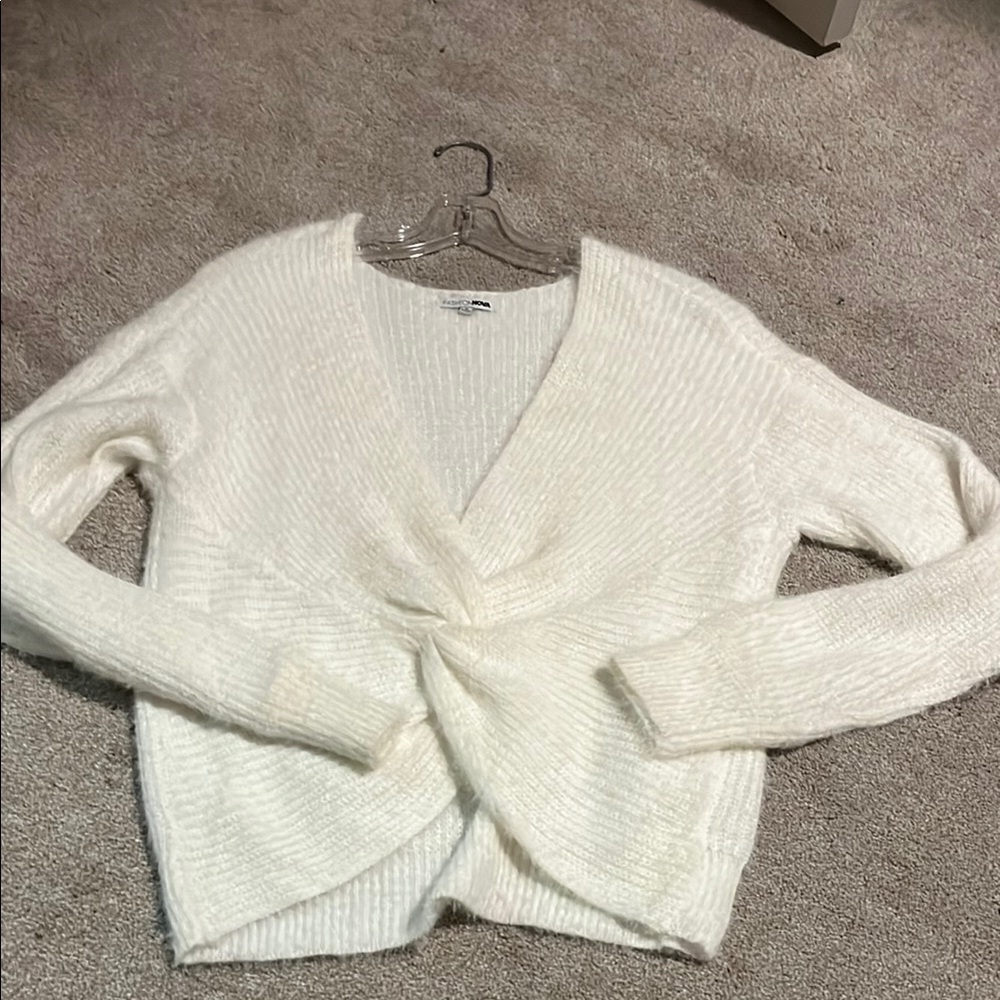 Fuzzy White Sweater